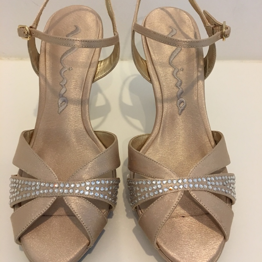 Nina Satin Gold Dress Shoe
